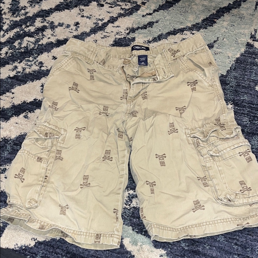 Old Navy Beige Cargo Shorts with Skull Print